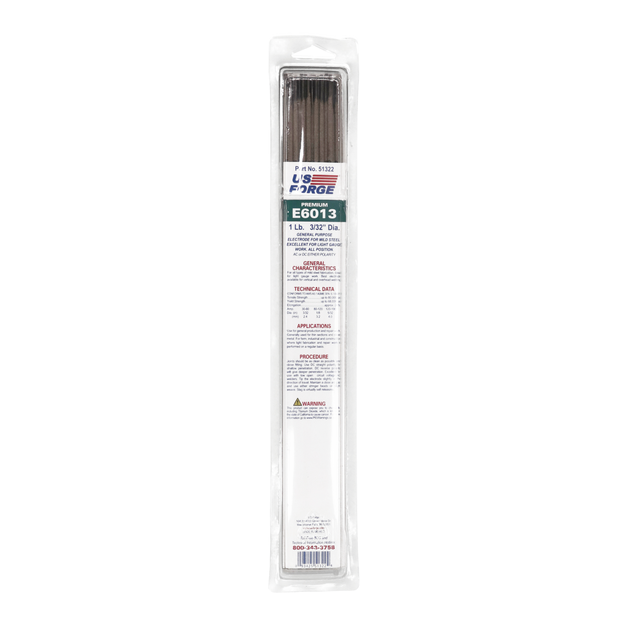 US Forge® 3/32" E6013 Welding Electrode - 1 lbs, Model# 51322